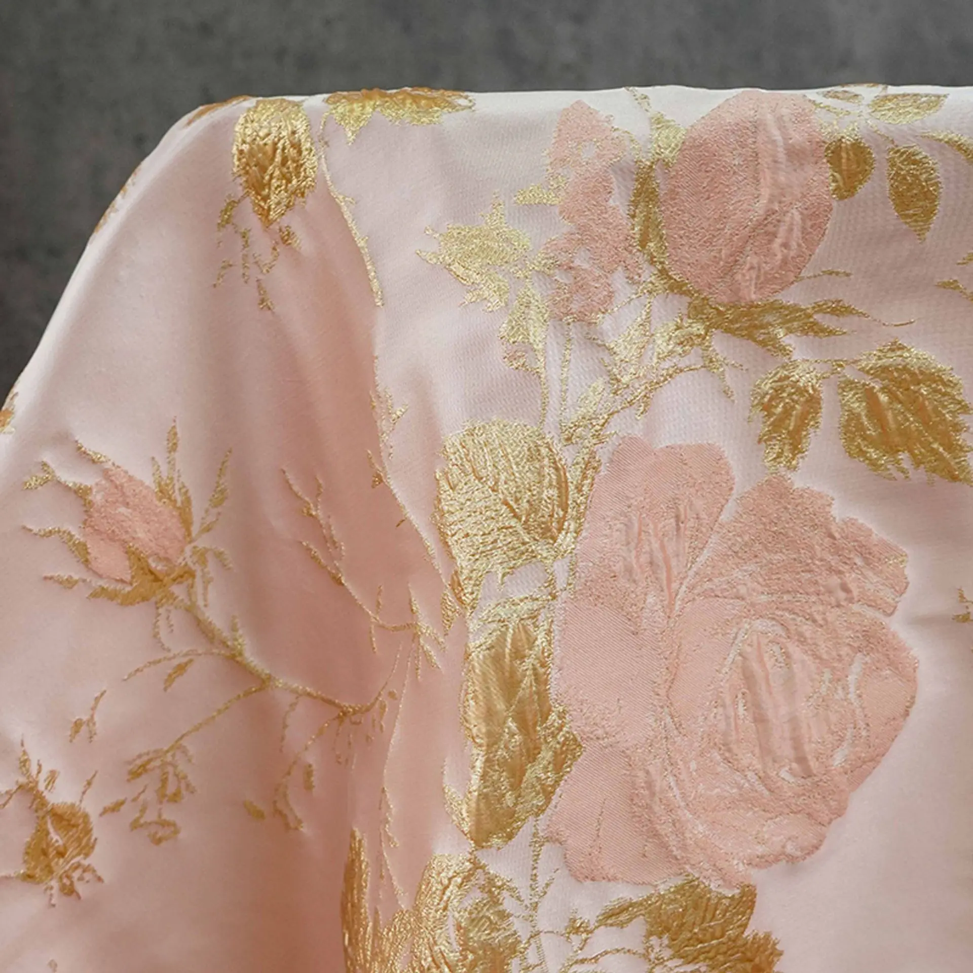 

Gold Silk 3D Relief Floral Jacquard Fabric Women's Elegant Dress Jacket Vest Decorative Sewing Fabric