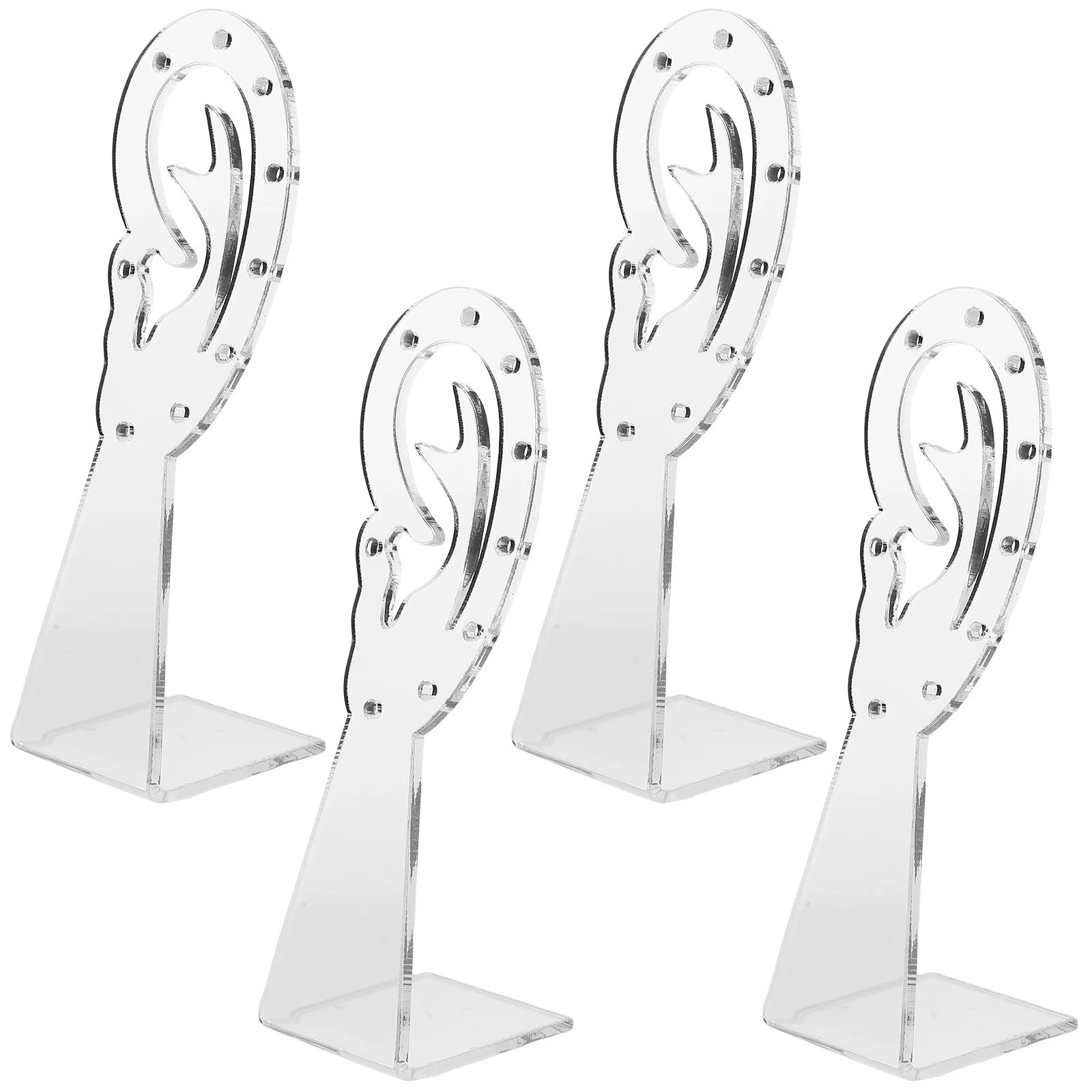 

4 Pcs Ear-shaped Jewelry Rack Acrylic Earring Display Holder Desktop Small Stand