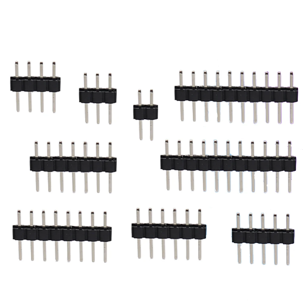 10pcs  1x2/3/4/5/6/7/8/10/12/20/40 Pin Single Row Male 2.0mm Breakable Pin Header Connector Strip For Arduino Black