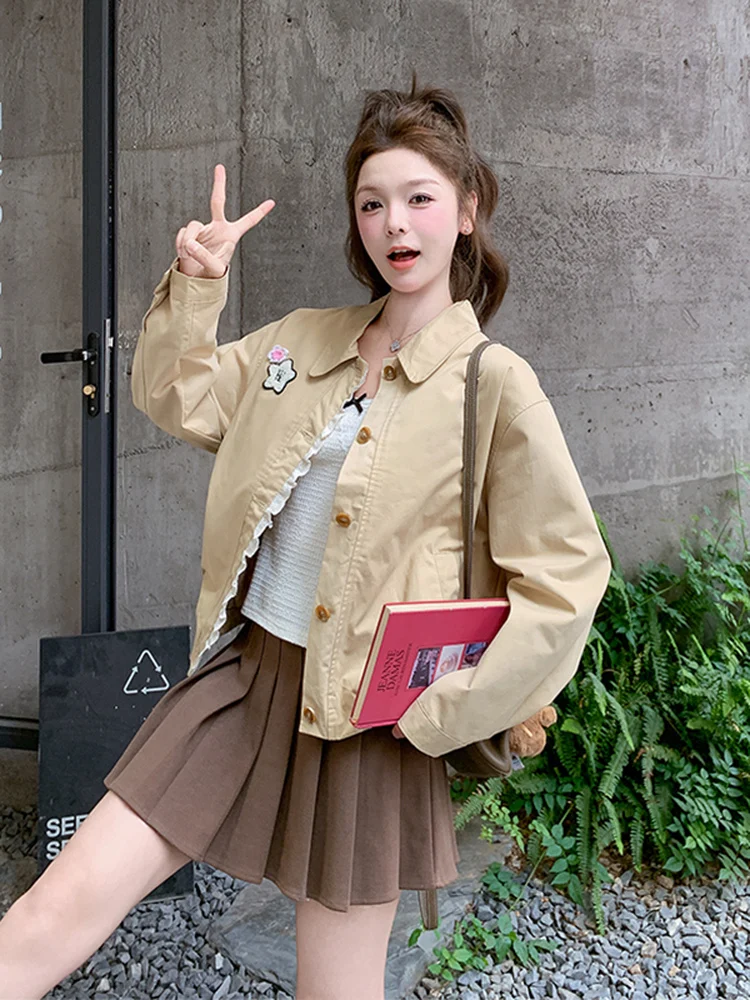 

Женская повседневная свободная кофта цвета хаки, новинка ранней весны-осени 2025 года, уникальная, красивая, очень эффектная, омолаживающая, свободного кроя