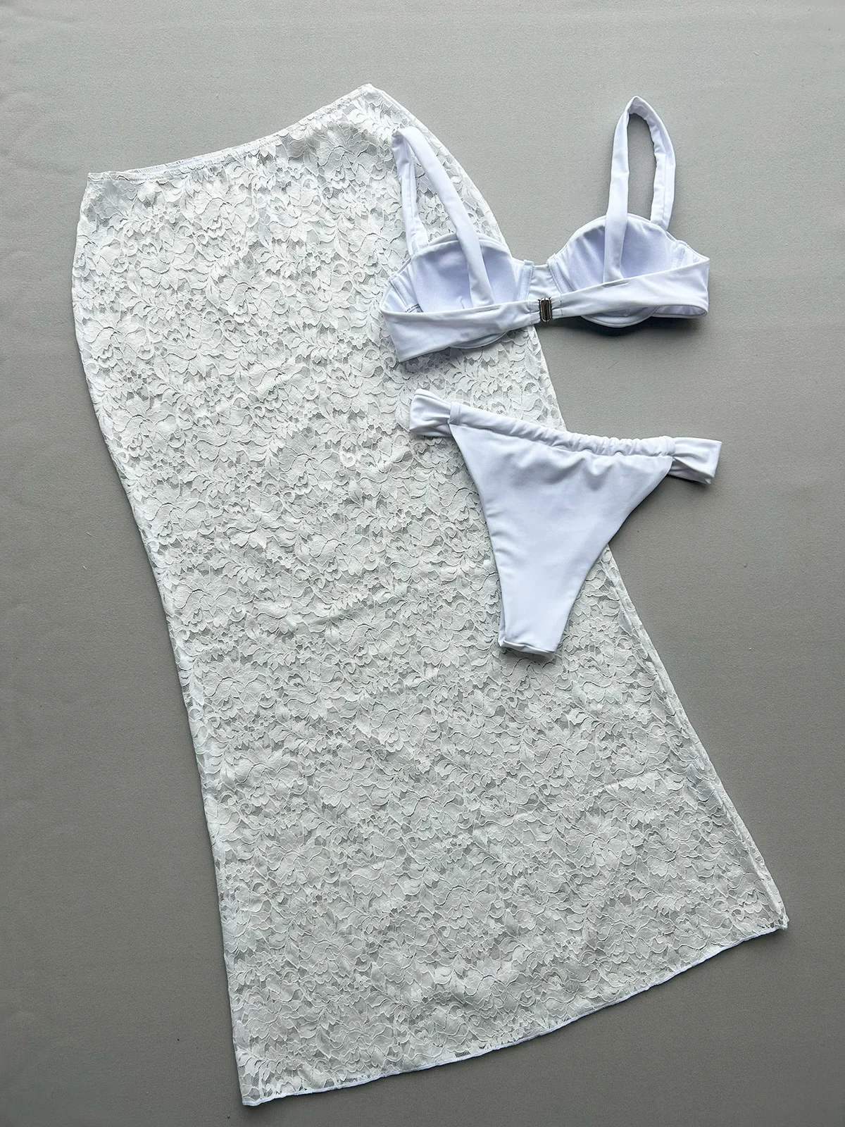Сексуальные белые комплекты бикини, женские винтажные сетчатые юбки на косточках с эффектом пуш-ап, купальник из 3 предметов, пляжный купальный костюм 2025 года, праздничный купальник