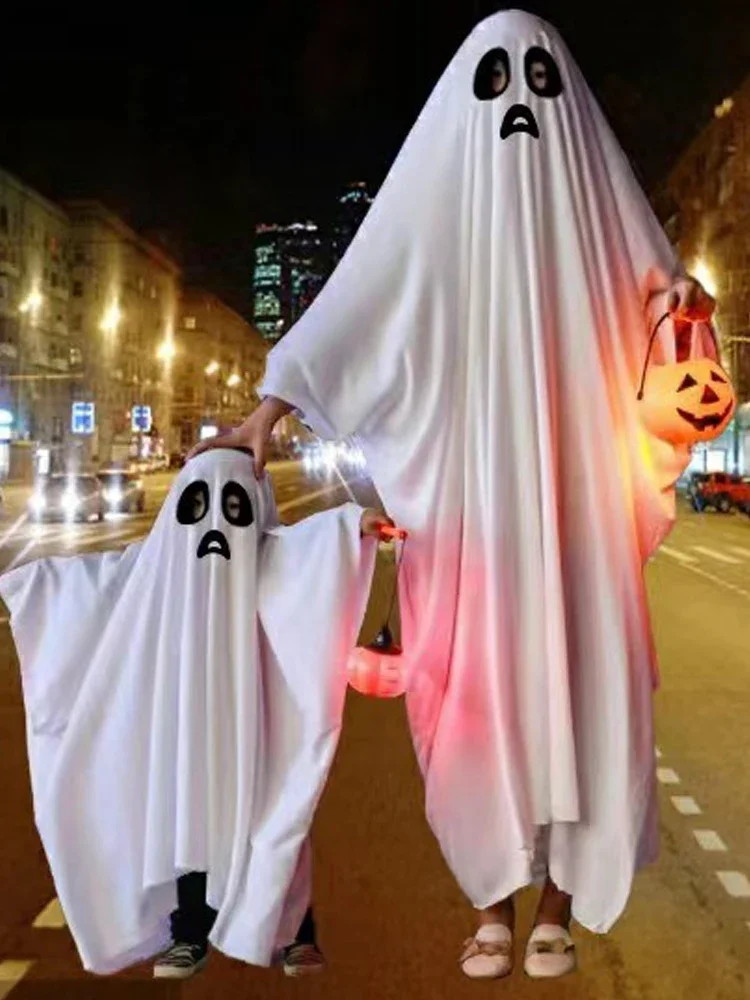 

Halloween Ghost Costume Children Adult Masquerade Ghost Cape Holiday Funny Dress Up Cosplay Family Stage Horror Decoration