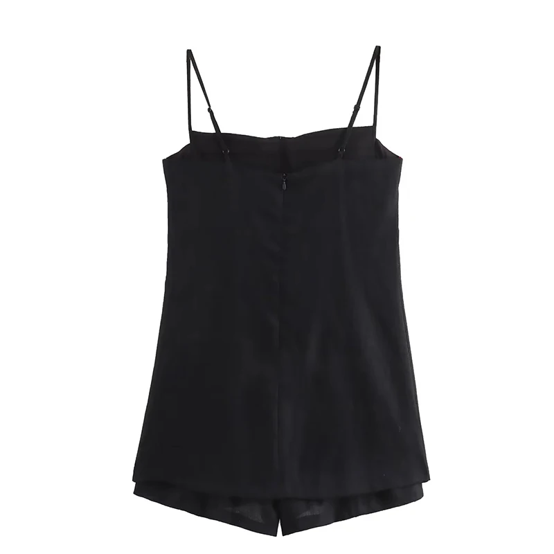 Adjustable Shoulder Strap One-piece Tops Sexy Sleeveless Bodysuit Women Fashion Vest Shorts Streetwear Jumpsuit Black