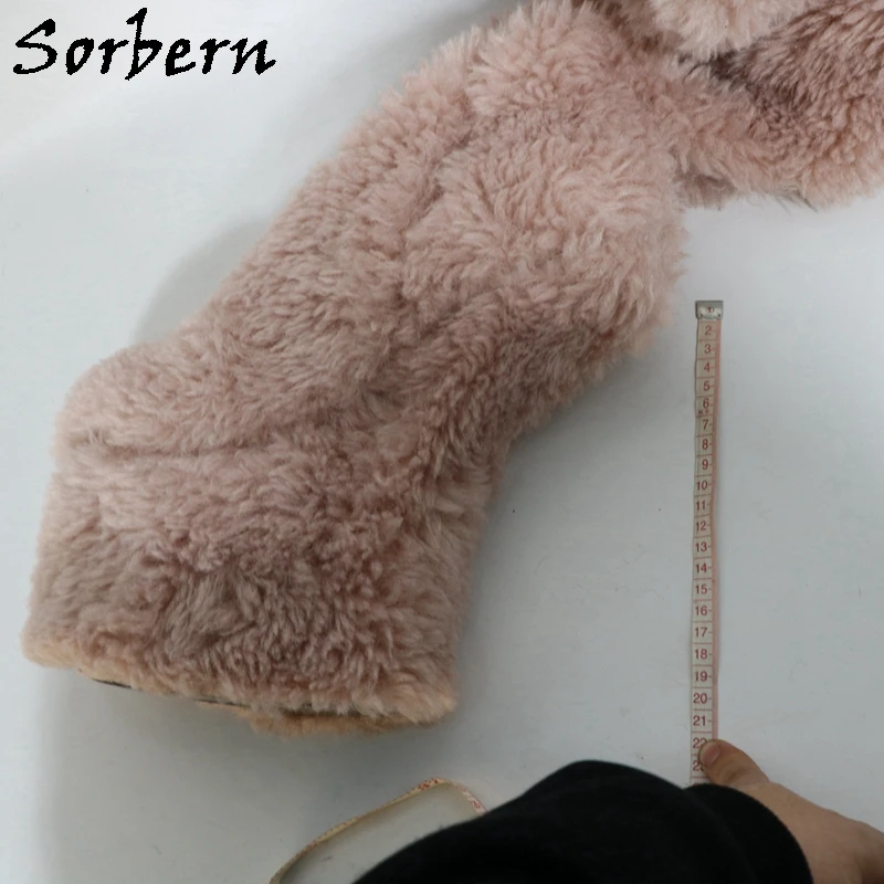 Sorbern Blush Pink Crotch Thigh High Boots Platform Heelless 99Cm Shaft Length Crossdresser Boot For Drag Queen Custom Color