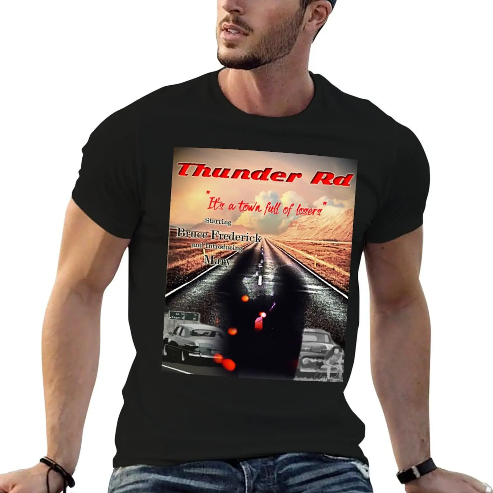 

Thunder Rd Poster. Bruce. Born To Run. WallsOfFame T-Shirt man t shirts for men casual man t shirts cotton T-Shirt