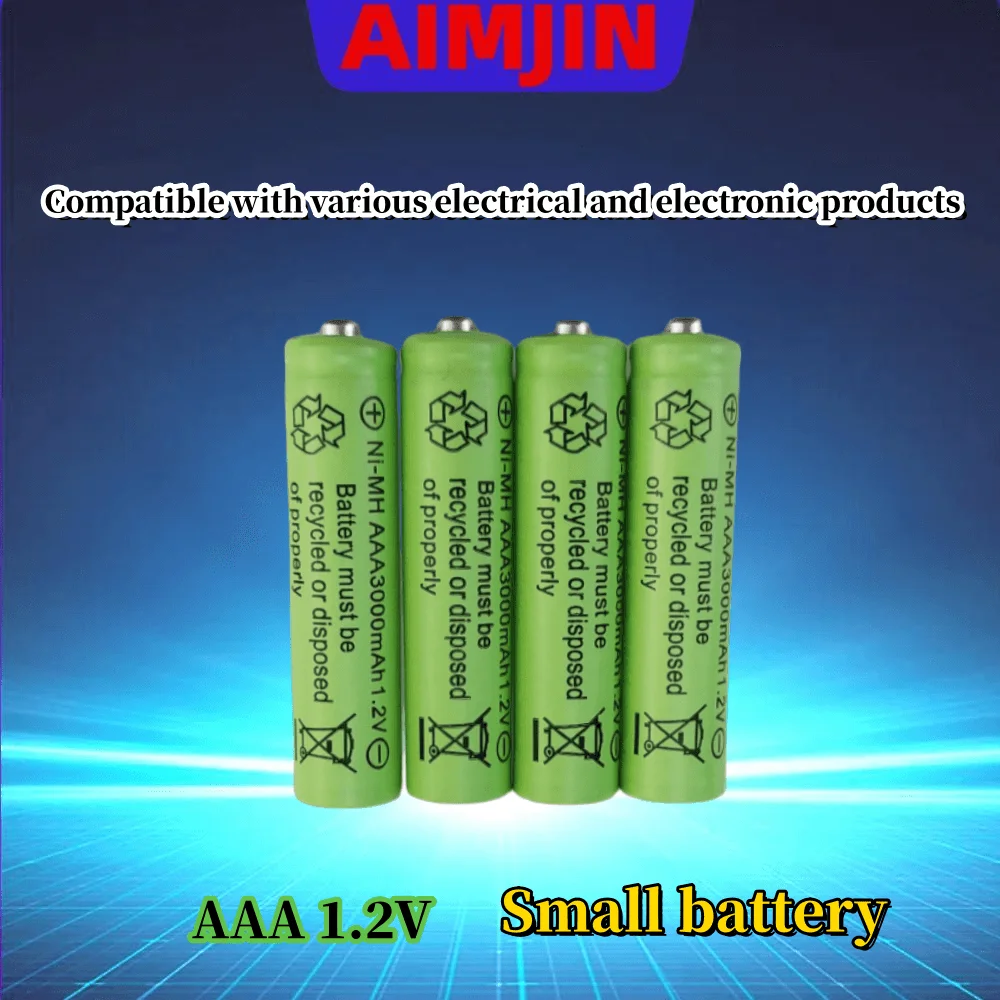 AAA 3000mAh 3A 1.2V nickel hydrogen rechargeable battery, suitable for MP3 RC toys, LED flashlights, etc 