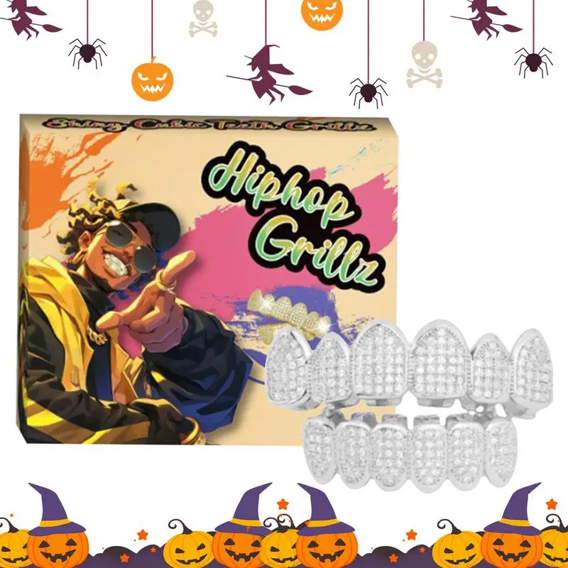 Zähne Grillz Zirkonia Mund Grillz Hip Hop Zähne Grillz für oben unten Mund Zähne Grills abnehmbare Zahn Modeschmuck