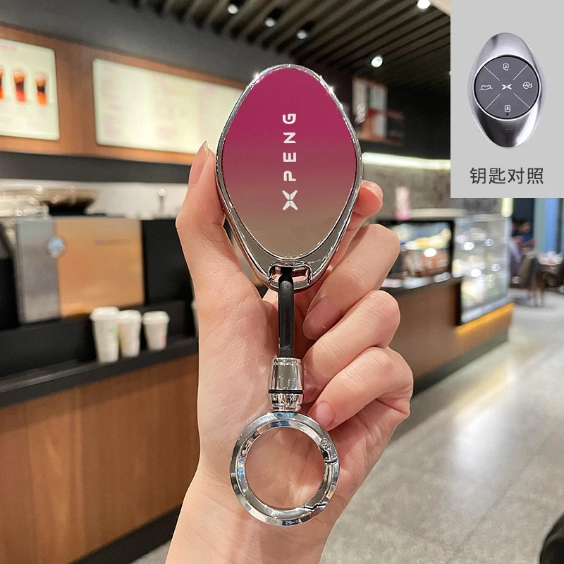 For Xiaopeng xpeng p7 p7i p5 g3 g3i g9 g6 22-23 High grade imitation wood grain key case metal key chain