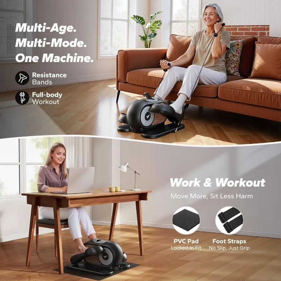آلة تمرين بيضاوية الشكل تحت المكتب، تمرين الساق أثناء الجلوس لكبار السن مع 12 سرعة قابلة للتعديل، جهاز تحكم عن بعد هادئ ومحمول #5