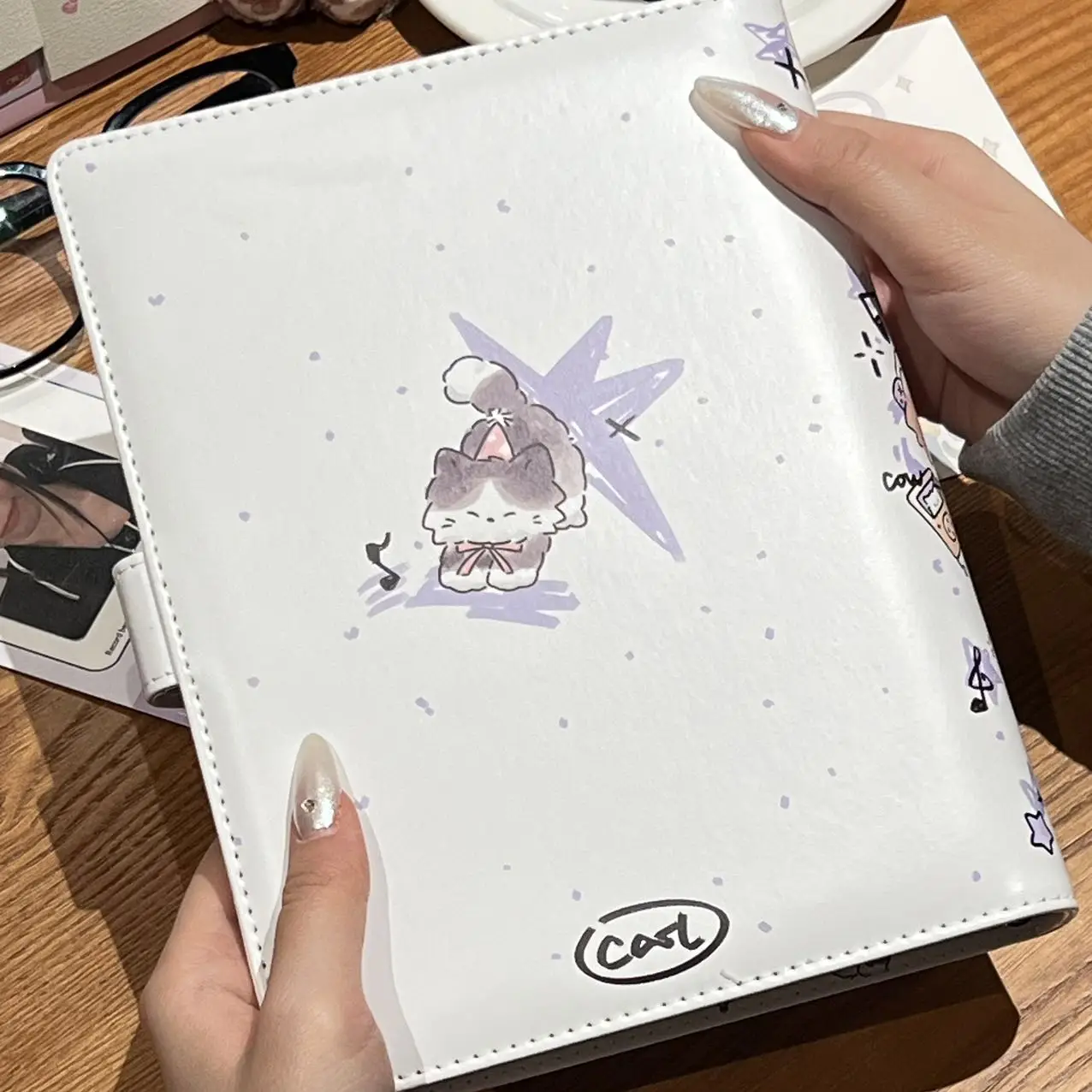 النجوم والقط بولي Leather الجلود A5 بطاقة الموثق مقاوم للماء Kpop ألبوم صور المعبود جمع كتاب 3 بوصة حامل بطاقة الصور الكورية بوركادافر