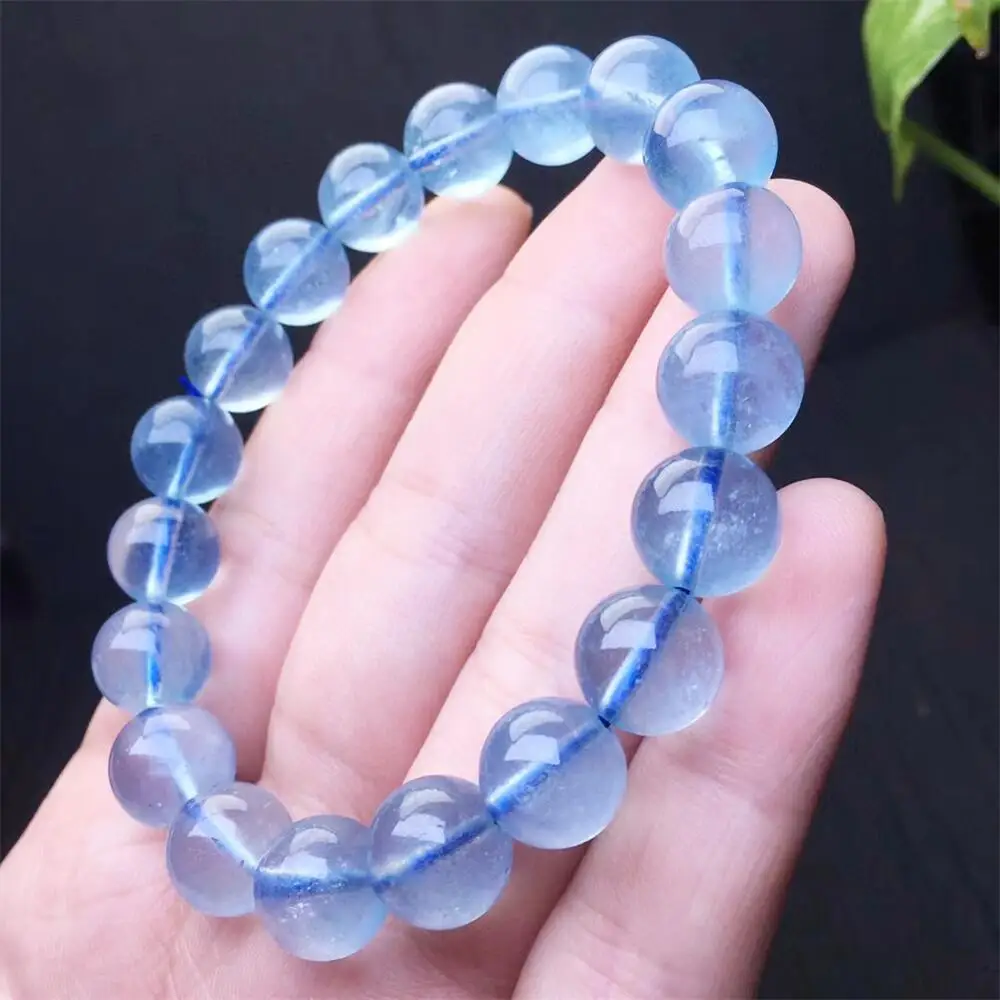 12MM Natural Aquamarine Bracelet Gemstone Crystal Reiki Healing Gemstone Bracelet Fengshui Jewelry Gift 1PCS