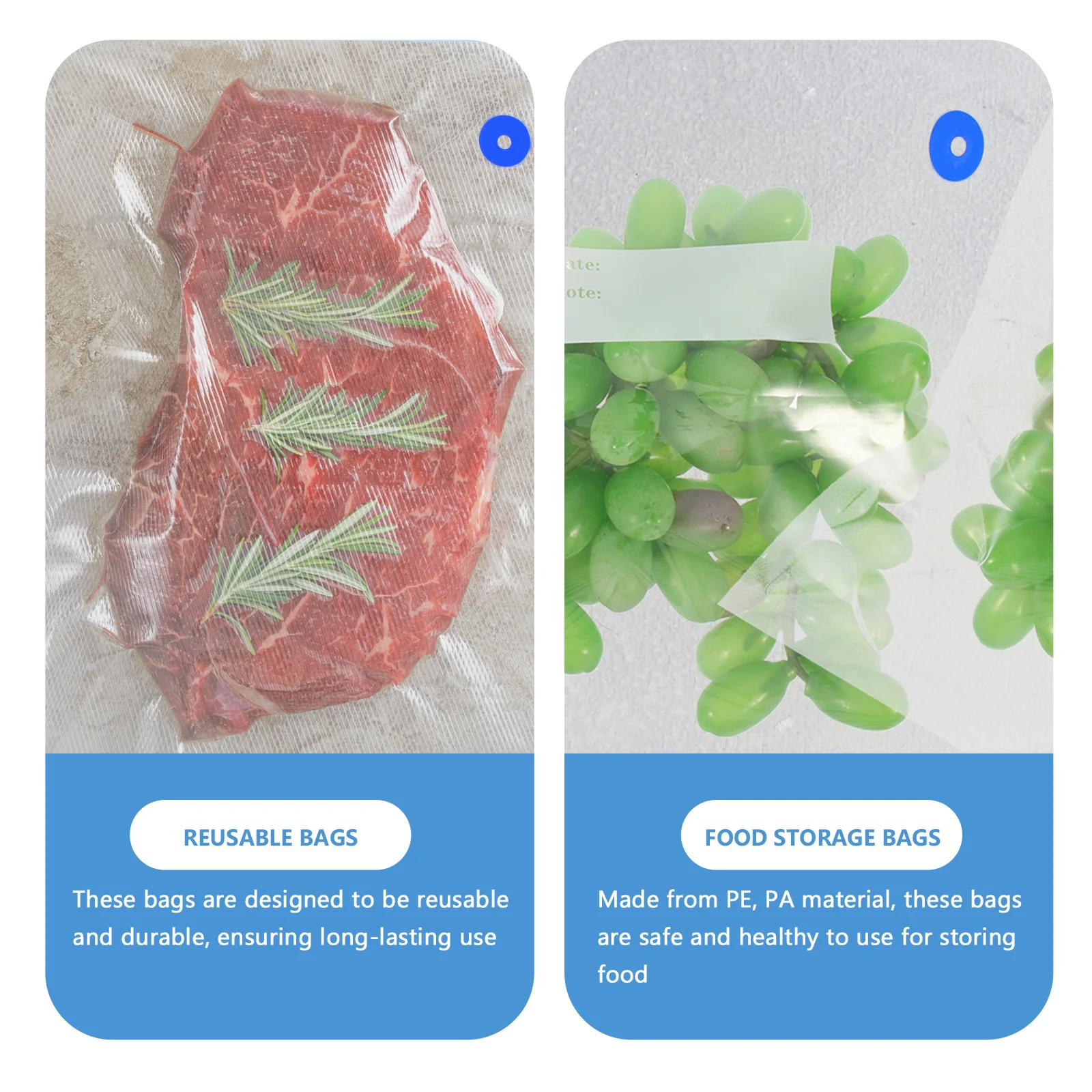 1 セット真空圧縮袋高温耐性食品保存冷凍庫バッグ肉野菜保存用ユニバーサル