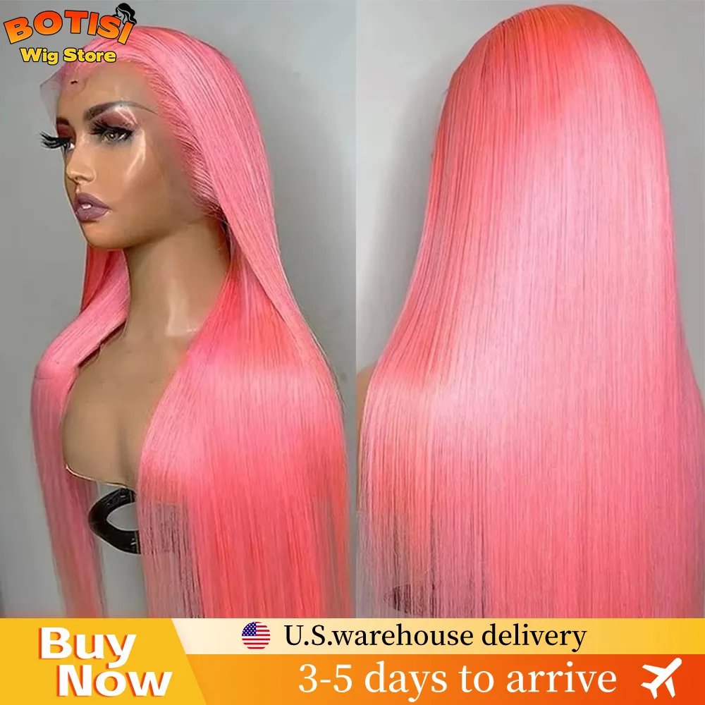 

Botisi 38 Inch Hd Lace Wig 13x6 Human Hair Straight 13x4 Lace Frontal Pink Human Hair Wig Colored Bone Straight Human Hair Wigs