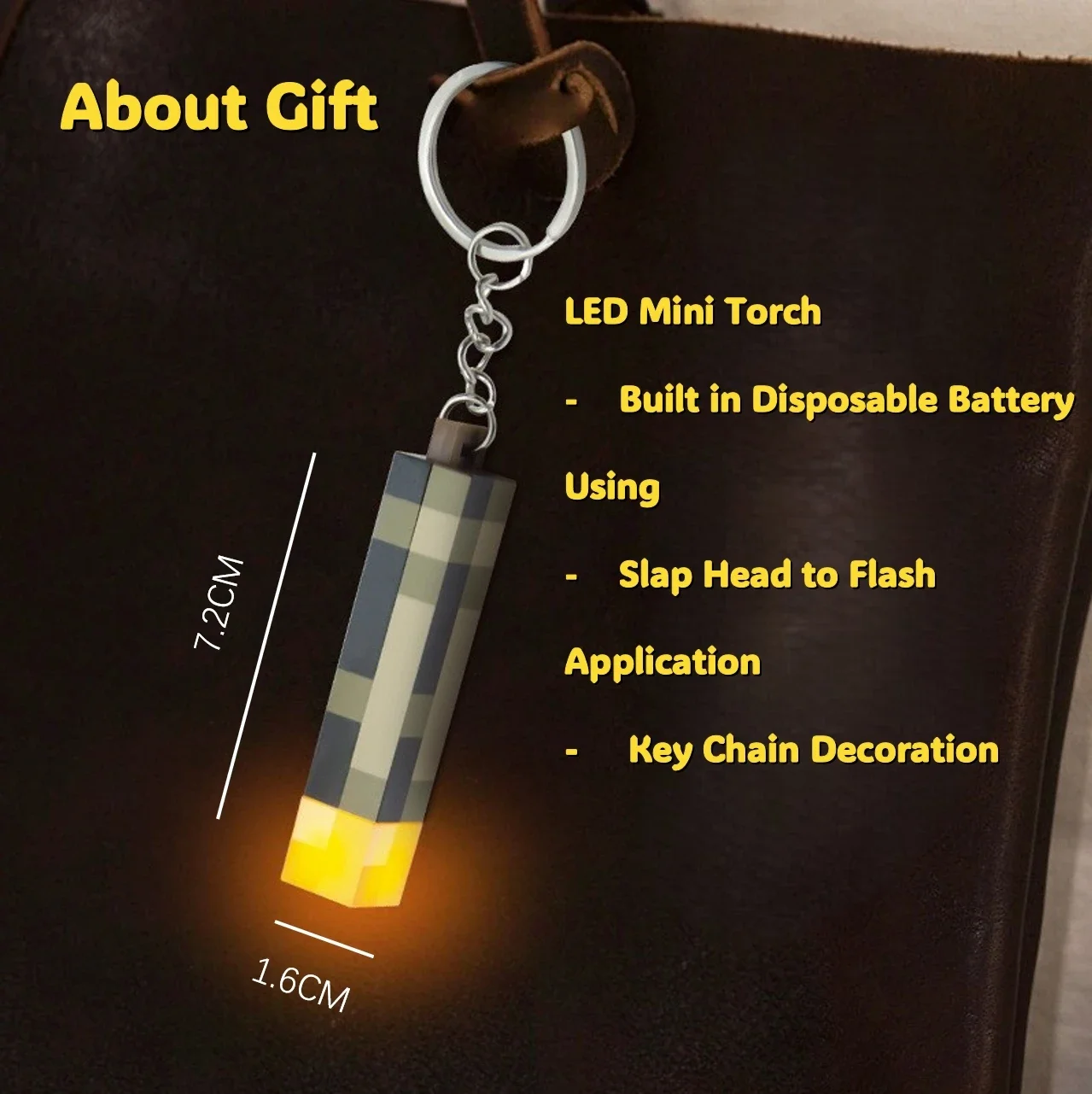 Free Mini Torch MCPixel Flashlight Torch Lamp Bedroom Decorative Light LED Night Light USB Charging with Buckle Game Accessories