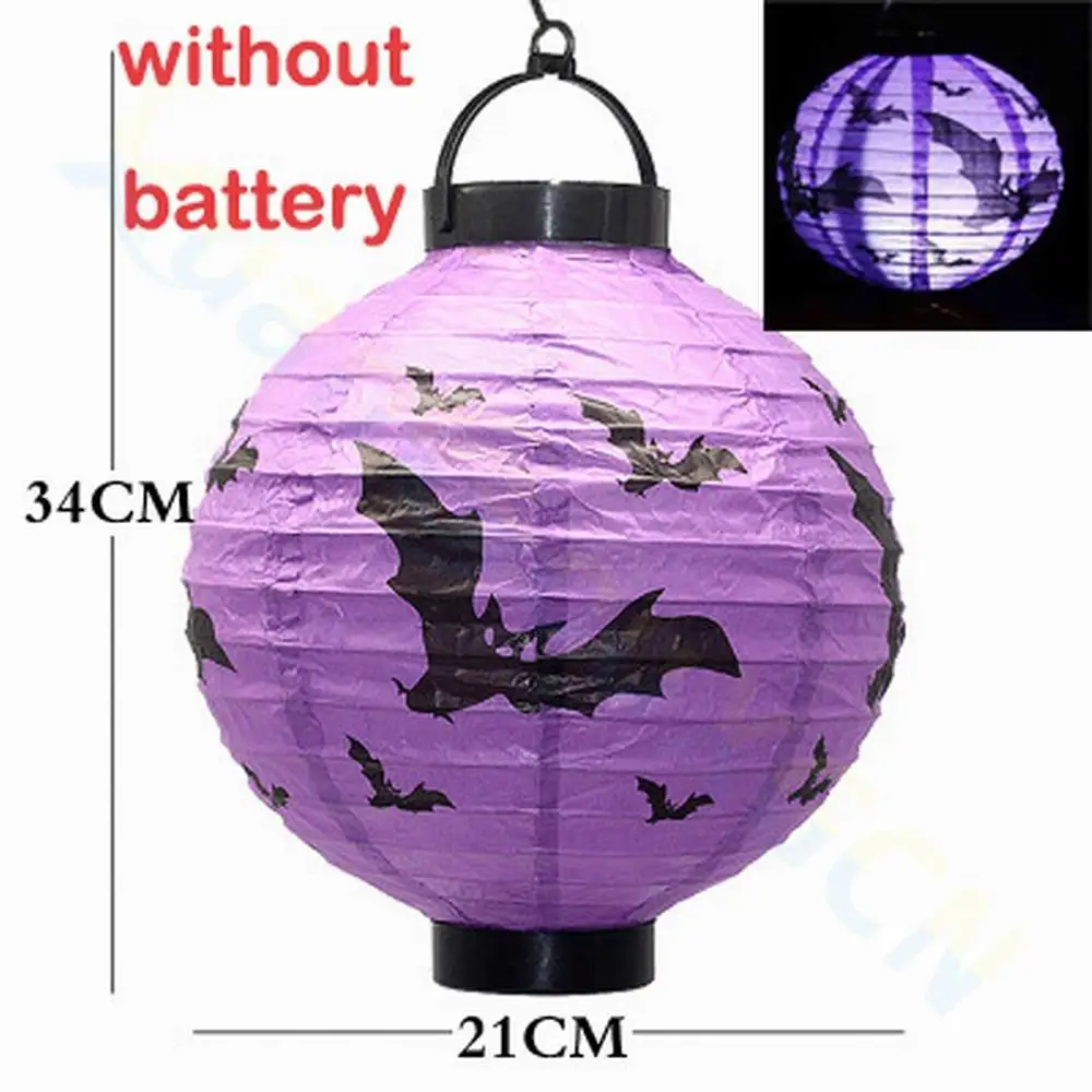 8inch LED Halloween Paper Pumpkin Hanging Lantern Light Horror Spider Halloween Decor Gift Lampion Holiday DIY Decorations