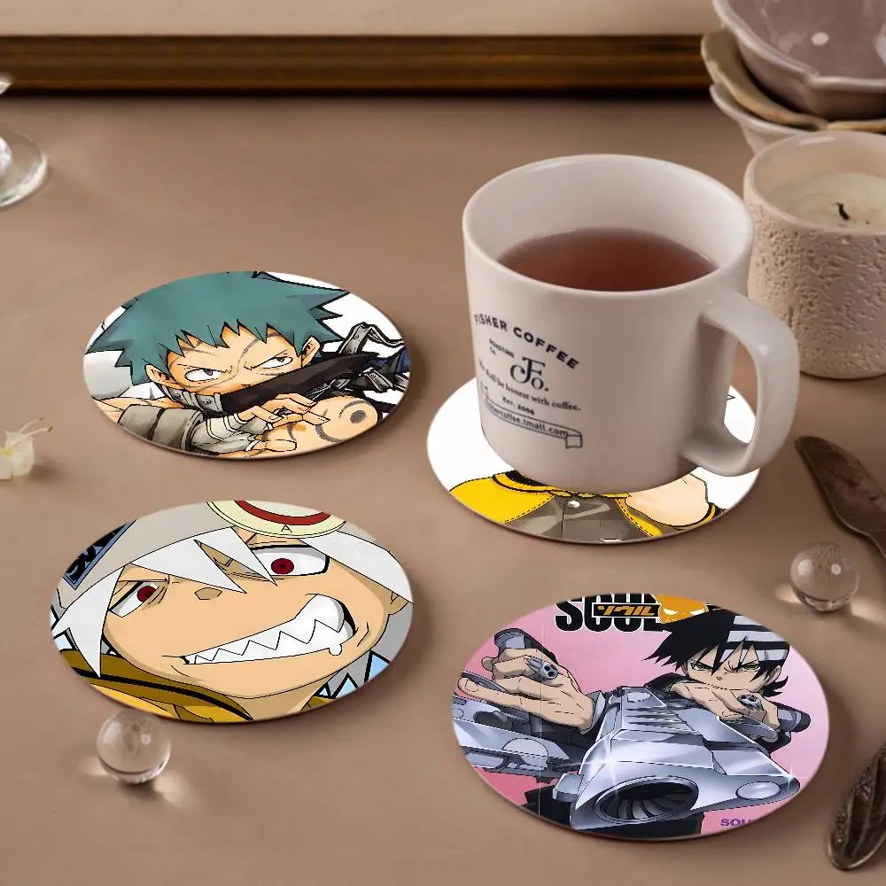 Anime Soul Eater Wooden Coaster Colour Printing Cup Mat Home Desk Decoration Gifts