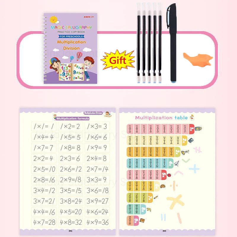 Copy books Stift Magic Copy Book kostenlos abwischen Schreiben Aufkleber Praxis für Kalligraphie Kinder lernen Bücher Grooves Vorlage Design