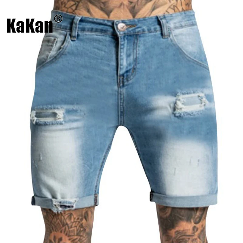 Kakan - New Men's Ripped Jeans, Y2k Men's Elastic Short Jeans Jeans, Jeans Man Brand