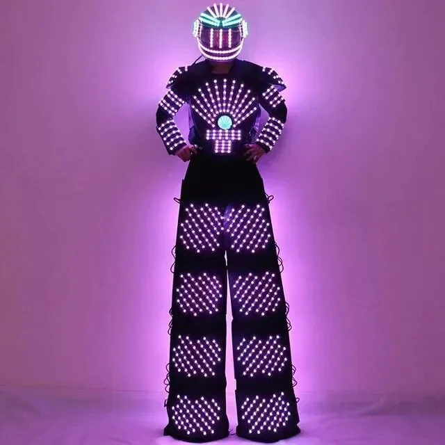 LED Cosplay Robot Costume Suit Clothes Stilts Walker Large Luminous Costume for Night Club Festival Clothing