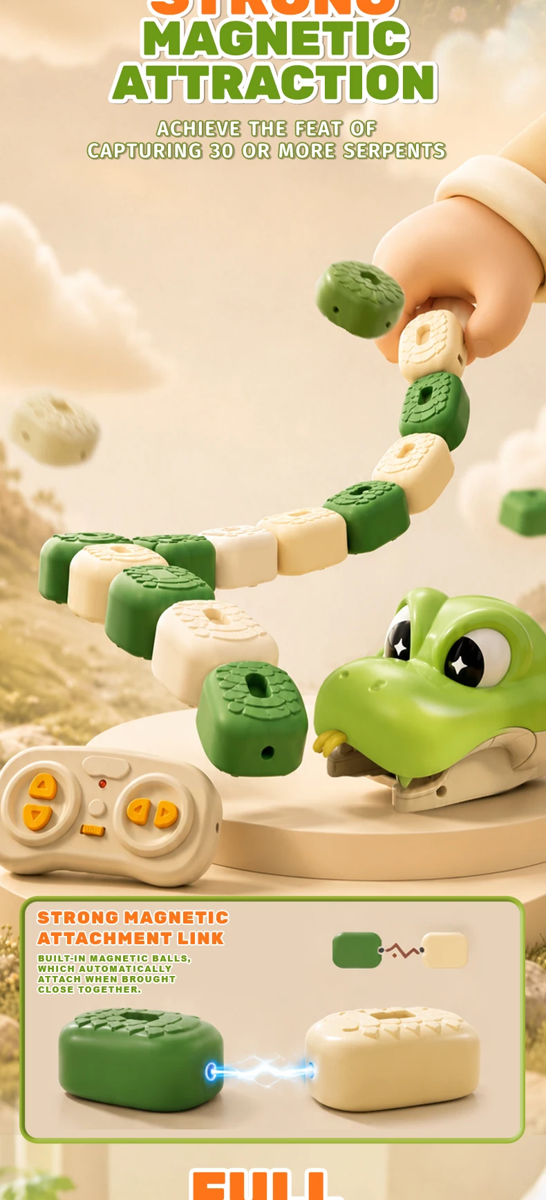 2026 Magnetisches Schlangenspiel mit Fernbedienung, interaktives 3D-Klassiker-Wachstumsspiel für zwei Spieler, für Unterhaltung zu Hause und auf Partys – Detail 3