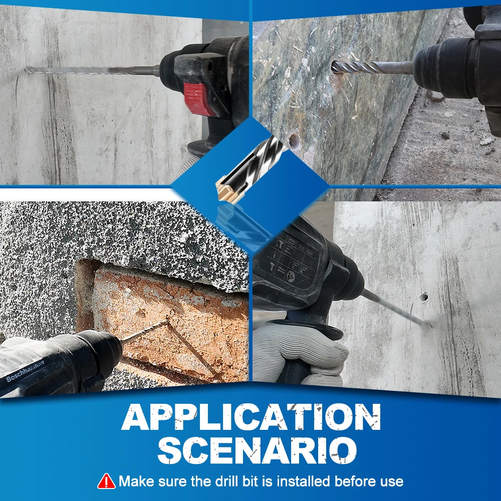 BRSCHNITT Betonhammer-Bohrer für Beton, Mauerwerk, Granit, Ziegel mit Hartmetallspitzen SDS-Plus Hartmetall-Bohrerset – Detail 6