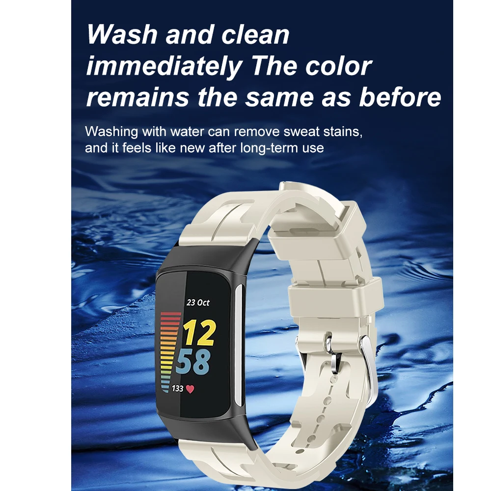 For Fitbit Charge3 Charge4 Charge5 Woven Pattern Silicone Watch Strap Quick Release Soft Lightweight Smart Watch Band Man Woman