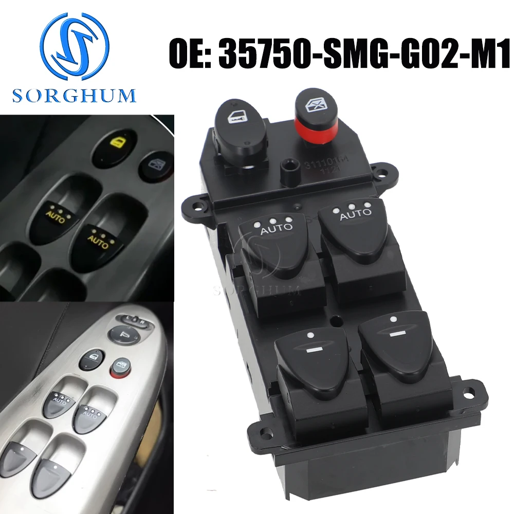 SORGHUM Front Left LHD Power Window Switch Glass Lifter Control Button For Honda Civic 2005-2012 35750-SMG-G02 Double “AUTO”