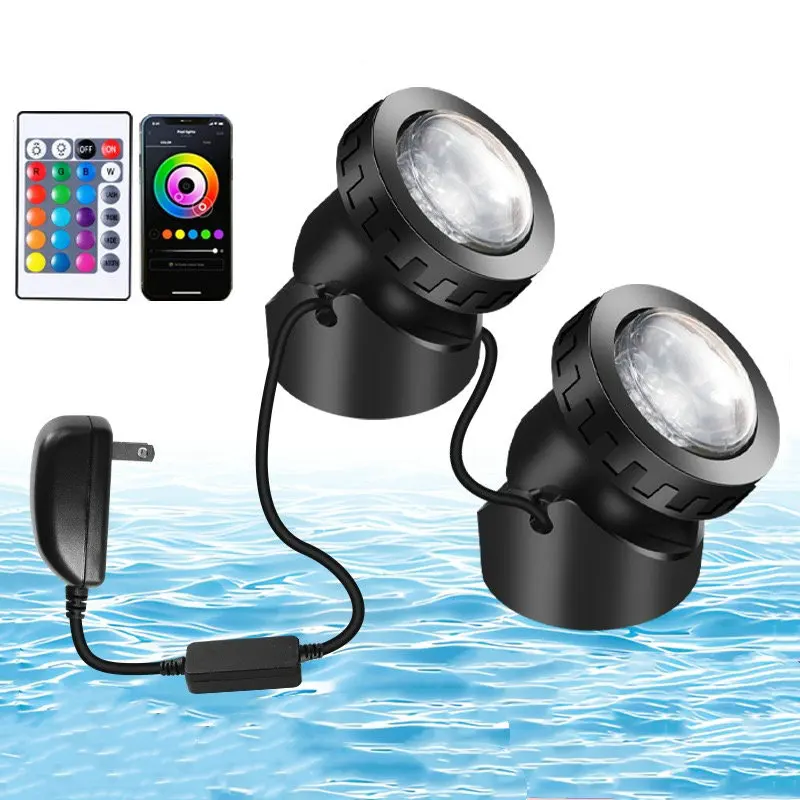 Colored Pond Lights Remote Control W/Timer & APP Control RGB Fountain Spot Light IP68 Waterproof Dimmable Outdoor Landscape Ligh