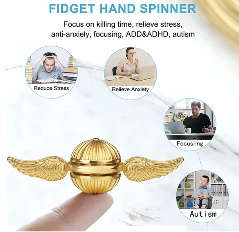 ゴールデンスニッチキューピッドフィジェットスピナー抗ストレス天使の羽手回しフィジェットおもちゃハンドスピナー金属おもちゃ子供のためのギフト