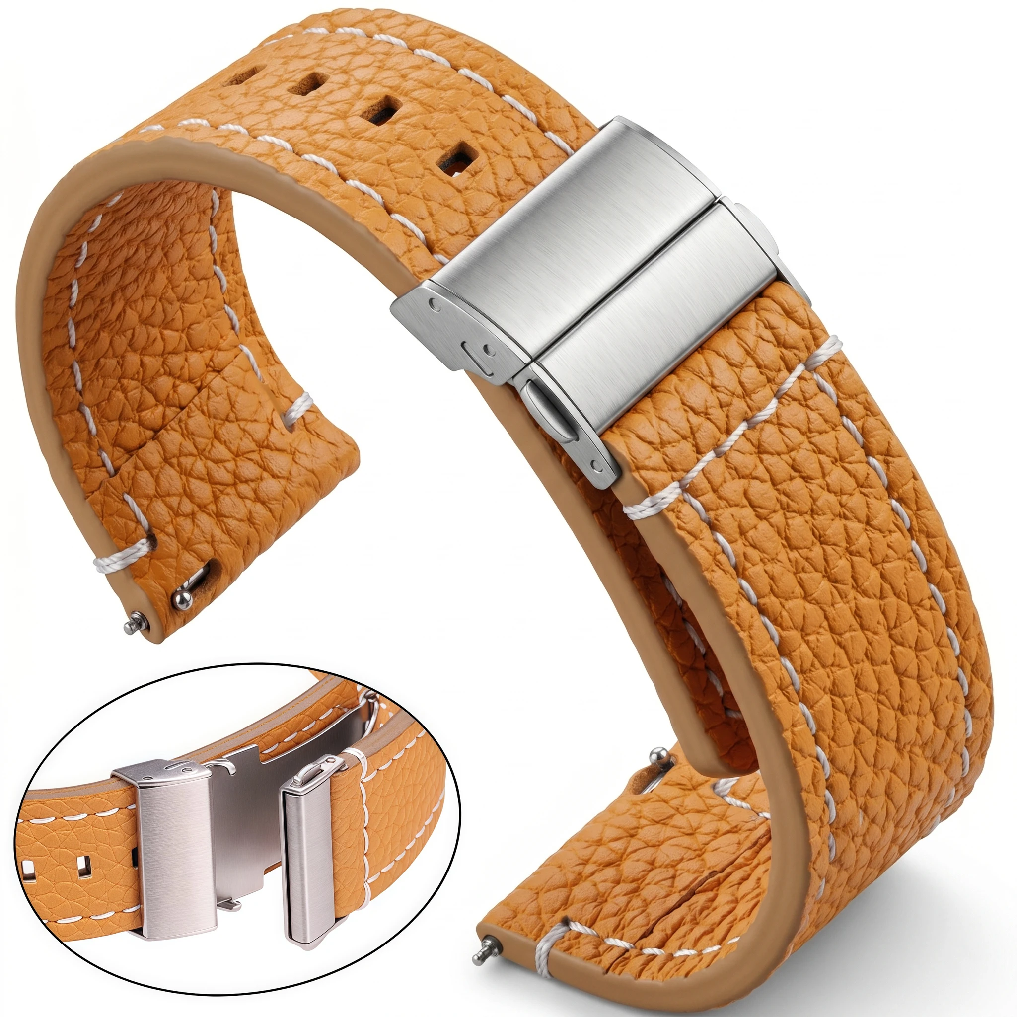 Genuin Leather Watchband For Huawei Samsung Watch Strap 18mm 24mm 22mm Women Men Black Brown Soft Cowhide Bracelet