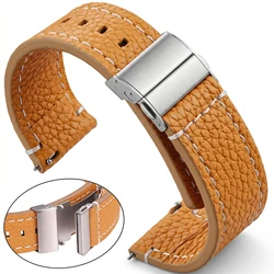 Cinturino in vera pelle per Huawei Samsung cinturino per orologio 18mm 24mm 22mm donna uomo nero marrone morbido bracciale in pelle bovina