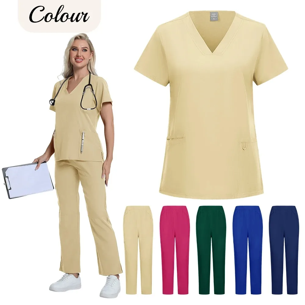 Design Dental Uniforms Hospital Uniforms Scrub Polyester Spandex Fashionable Medical Nurse Scrub Women Nursing Spa Work Wear