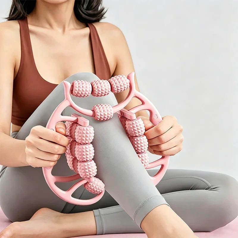 Ergonomic 18-Wheel Muscle Roller Massager Deep Tissue Relief Circular Massage Tool for Sore Muscles Fits Large Thigh