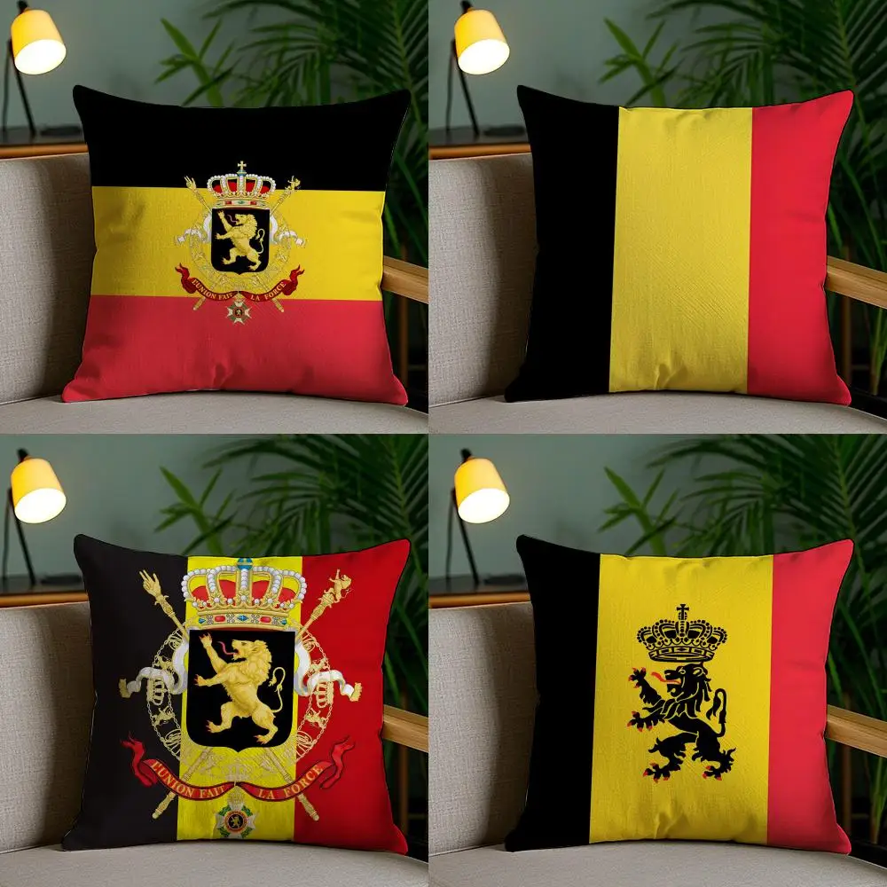 Belgium BEL Flag Pillow Case Pillow Case Plush Fabric Soft Double Sided Print Home Sofa High Quality Cushion