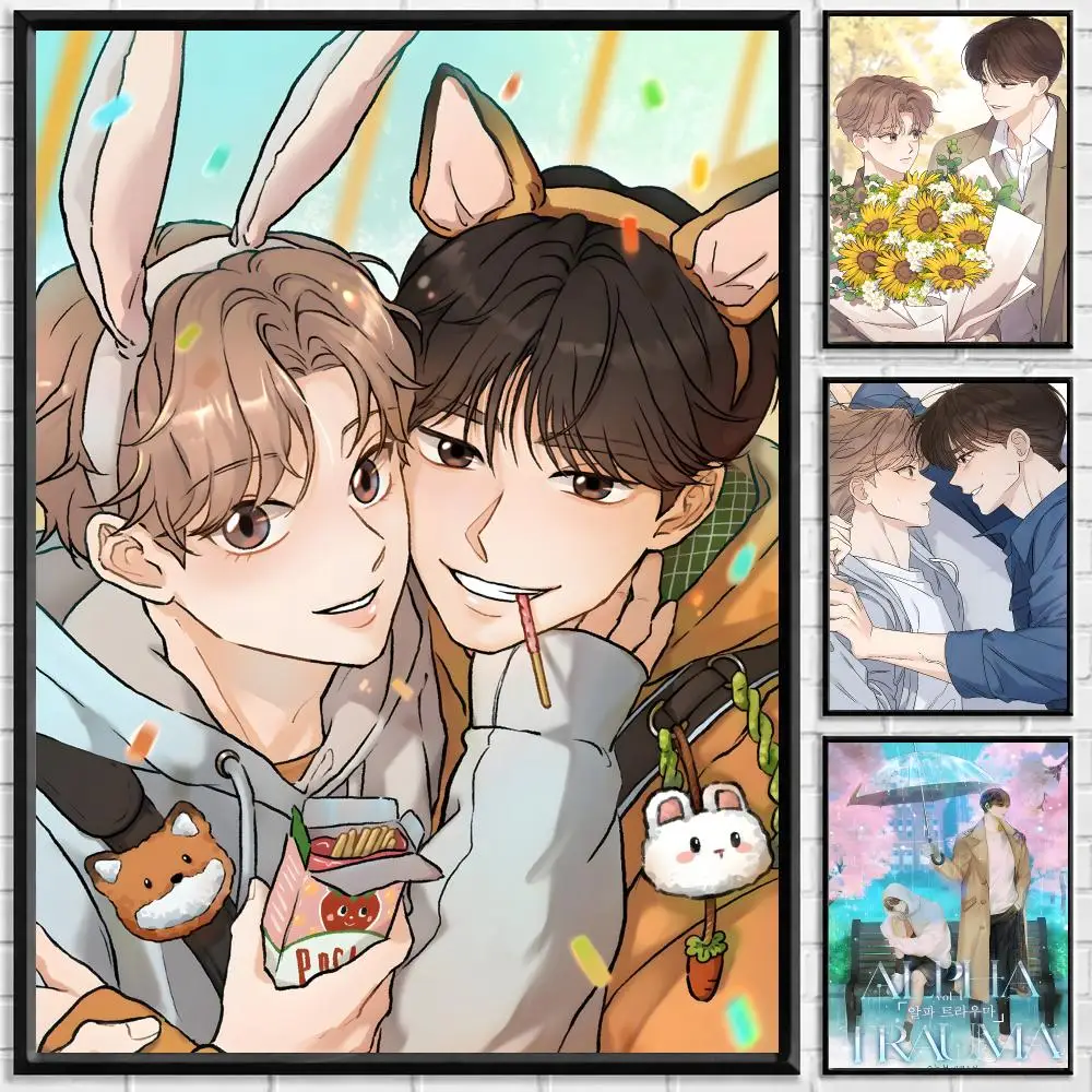 Manga Alpha Trauma BL Poster Self-adhesive Art Waterproof Paper Sticker Coffee House Bar Room Wall Decor