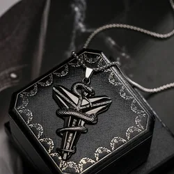 Simple Fashion Trend Vintage Animal Viper Black Mamba Cross Men Boys Pendant Necklace Charm Basketball Fan Memorial PartyJewelry