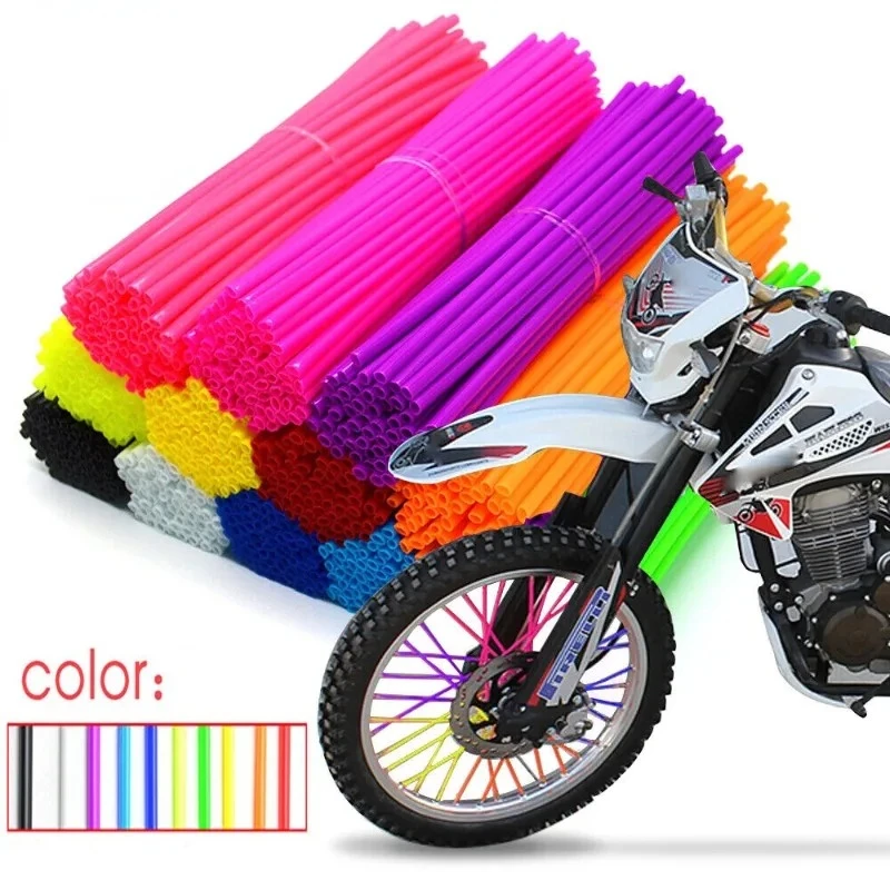 72Pcs Bicycle Off-road Motorcycle Steel Wheel Hub Universal Color Spoke Sleeve Mountain Bike Casing Spoke Retrofit Decoration