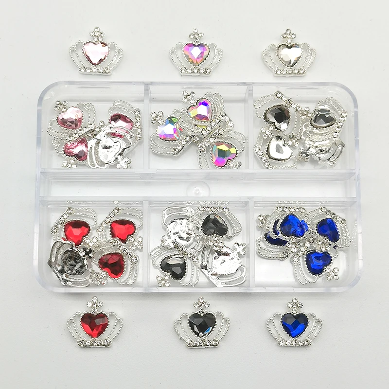 

30Pcs Crown Heart Cross Nail Charms Jewelry Luxury Nail Parts Gemstones Crystal Rhinestones Nail Art Accessories Decoration