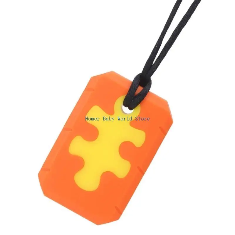 

B2QD Puzzle Pendant Baby Teether Silicone Chewing Necklace for Teething Discomfort