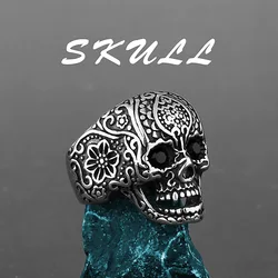 Gothic Punk Ring For Men Retro Skeleton Devil Male Ring Skull  Exaggeration Rings Hip Hop Accessories Club Banquet Jewelry Gift