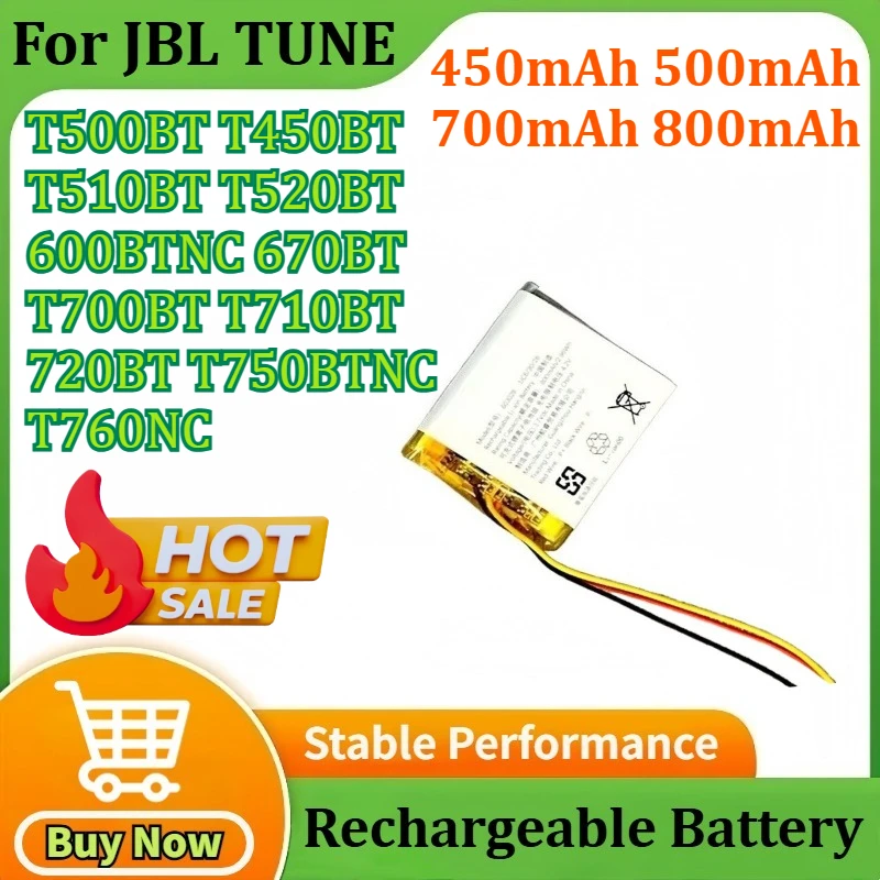 

For JBL TUNE T500BT T450BT T510BT T520BT 600BTNC 670BT T700BT T710BT 720BT T750BTNC Head Mounted Bluetooth Earphone Battery