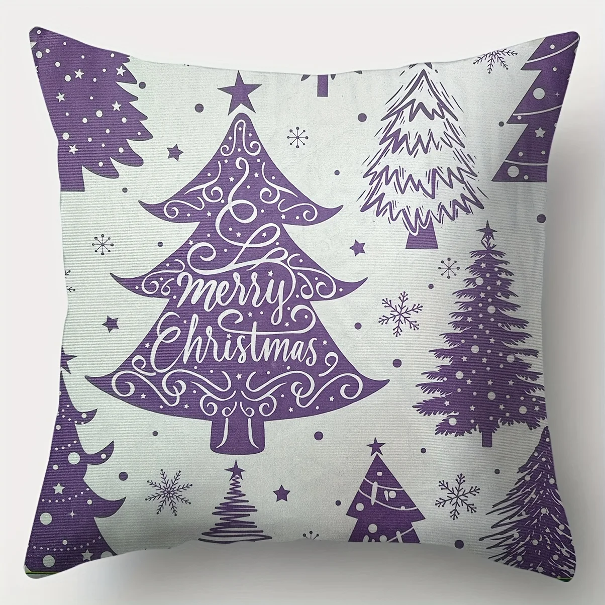 Elegant Purple Christmas Tree Snowflake Fawn Double Sided Pillowcase Cushion Cover Home Bedroom Living Room Car Sofa No Insert