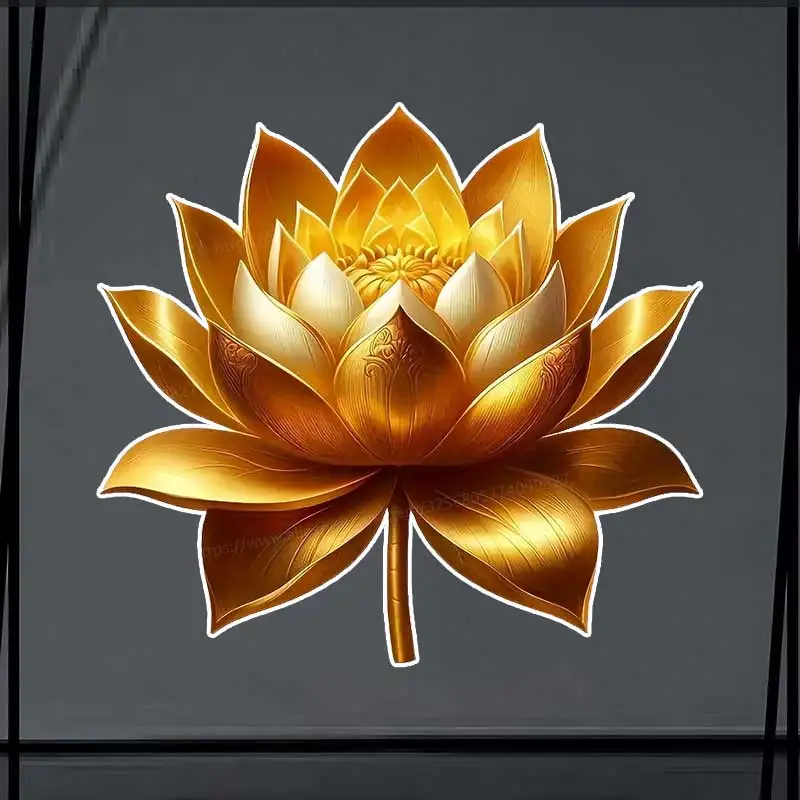 

Golden Lotus Car Sticker Vinyl Decal Waterproof Rear Window Motorcycle Camper Bumper Truck Laptop Decoration Y821