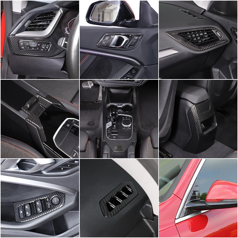 For BMW 1 2 Series F40 F44 2020-2025 ABS Carbon Fiber Interior Kit Dashboard Center Console Gear Shift Panel Cover Trim Stickers