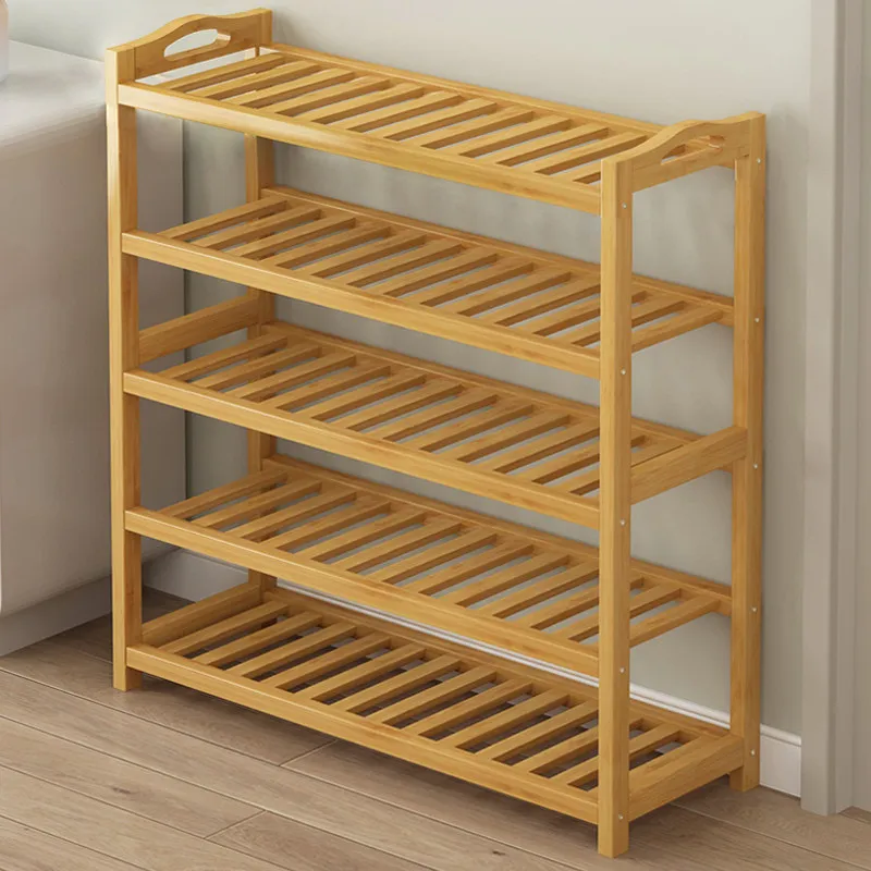 Natural Bamboo Multi-tier Simple Shoe Rack Economical Household Entryway Storage Organizer Small Shoe Cabinet For Dorm Livin