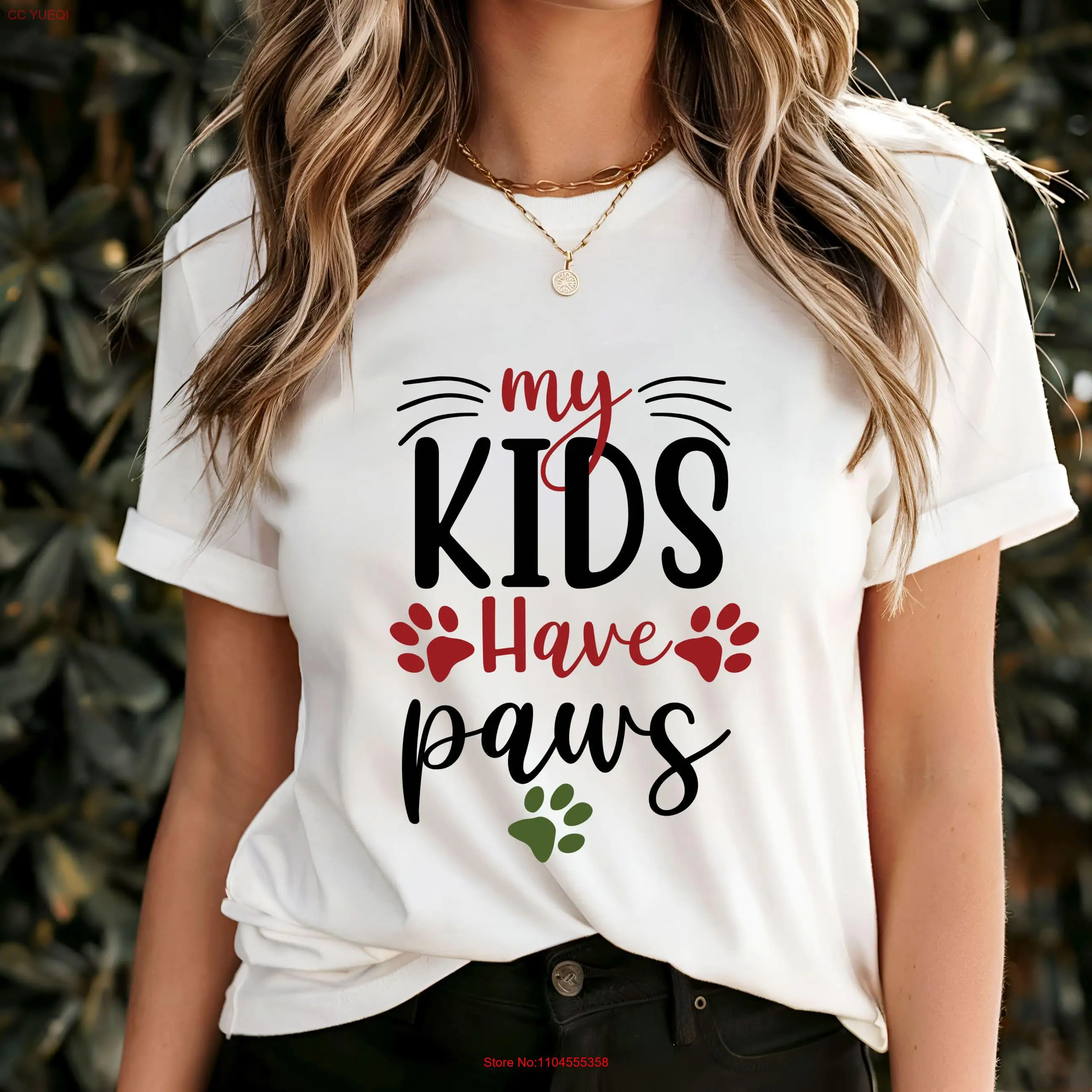 „My Kids Have Paws“-T-Shirt, lustiges Haustier-Paint, einzigartiger Hunde- oder Katzenliebhaber, gemütliche Tier-Enthusiasten-Bekleidung, süßer pelziger Freund