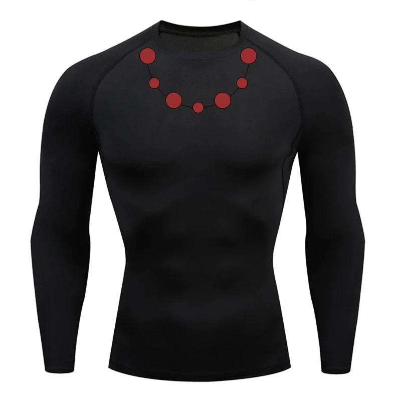 Graphic Long Sleeve Compression Shirt for Men Athletic Quick Dry Workout Running Tshirts Tops Spring Fall Baselayers Undershirts