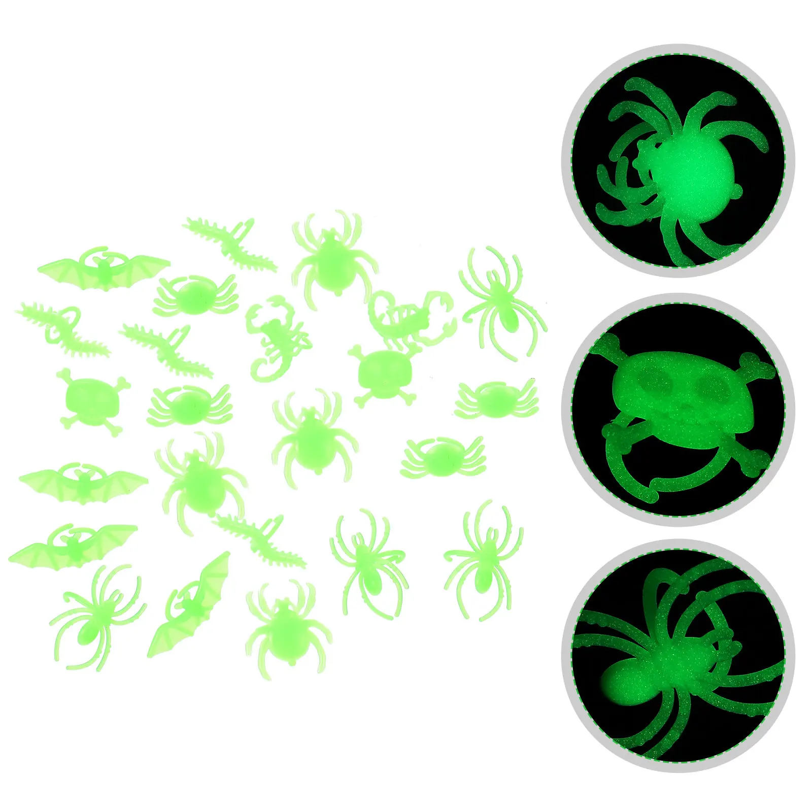 

24 шт. светящиеся в темноте кольца-пауки, тематические светящиеся кольца-насекомые для Хэллоуина, для праздничных вечеринок, домов с привидениями, украшения для дома