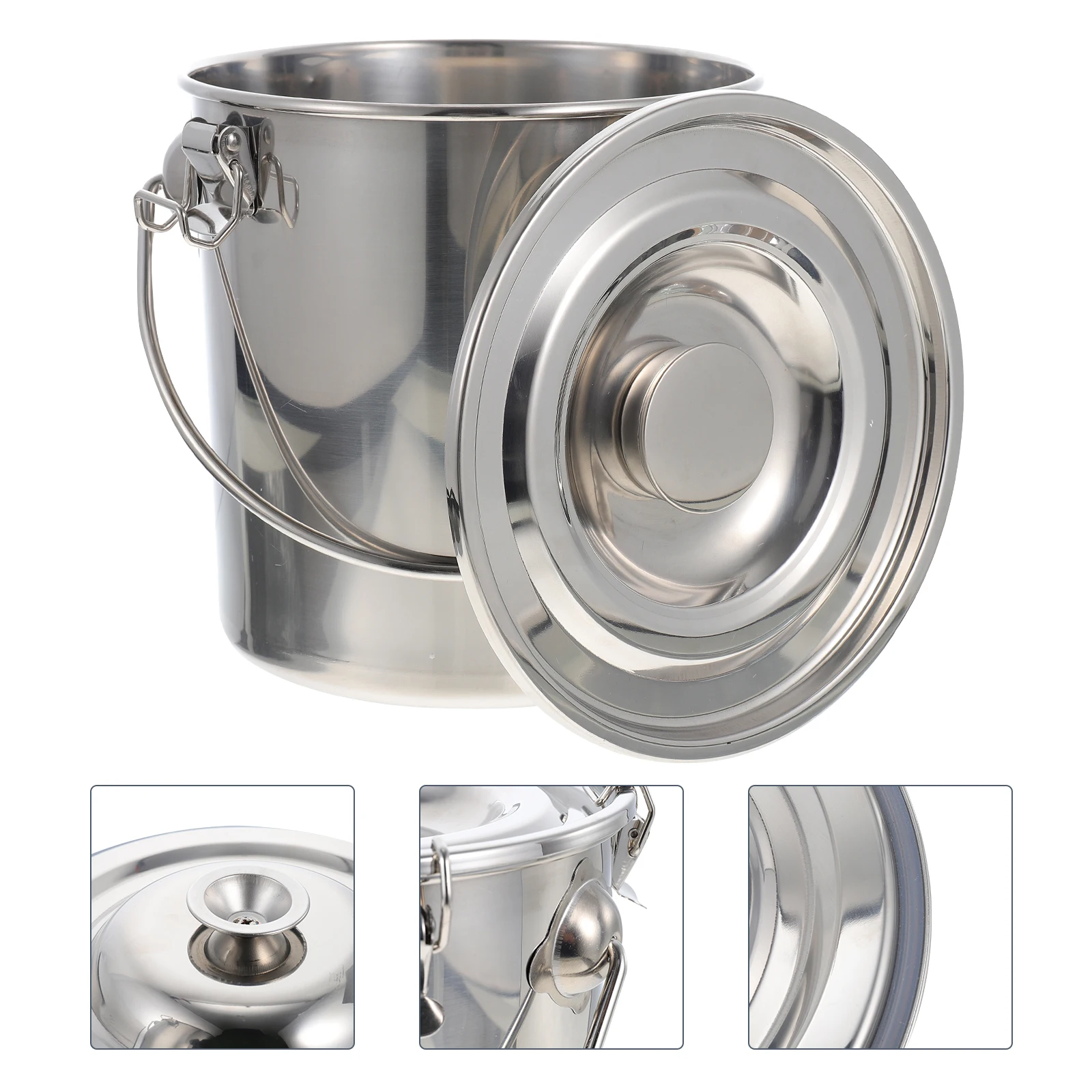 

Stainless Steel Sealed Bucket Storage Jar for Kitchen Cereal Tea Coffee Beans Home Use Sealing Container Lid Grease Barrel