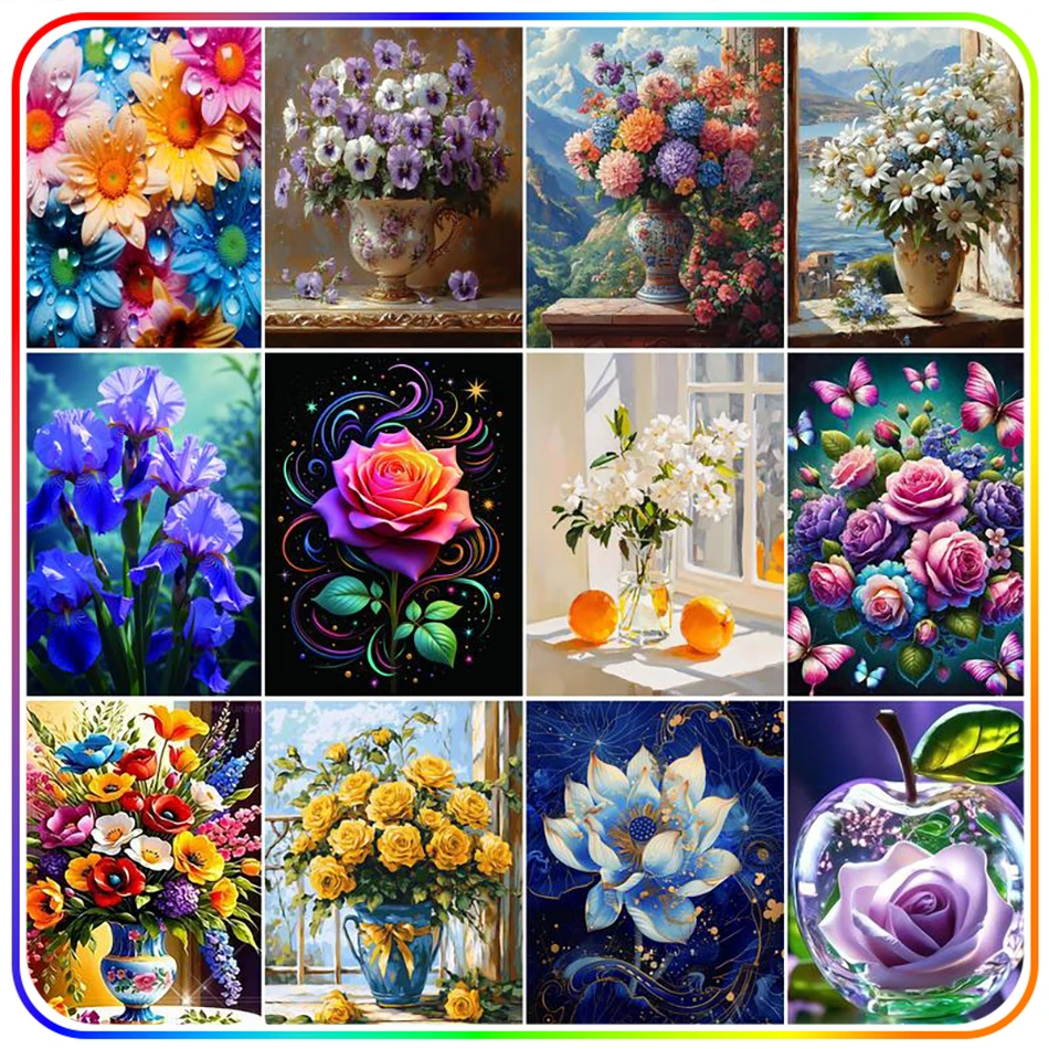 

SDOYUNO Diamond Painting Kits Flowers Adults Crafts Cross Stitch 5D Diamonds For Picture Diamond Art Accessories Home Decoration